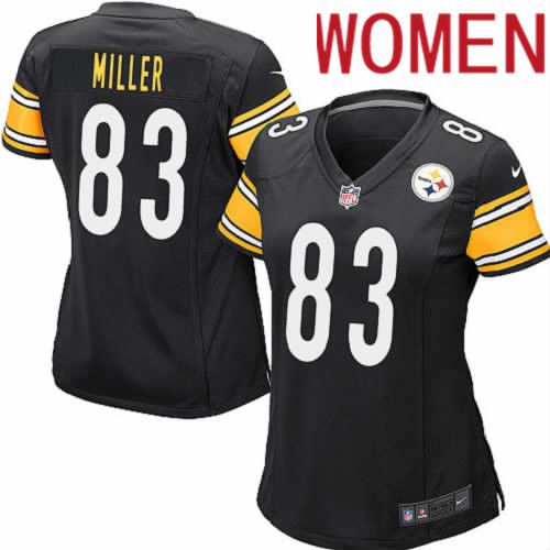 Women Pittsburgh Steelers 83 Heath Miller Nike Black Game Player NFL Jersey